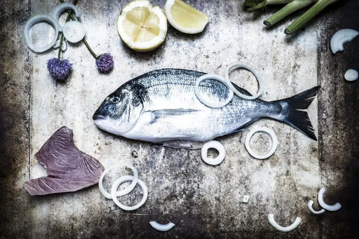 poisson grillé et un vin rouge