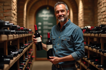Homme organisant des bouteilles dans une cave à vin traditionnelle