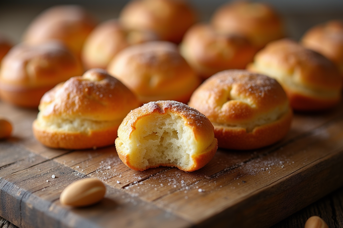 Choux craquelins ouverts montrant leur interieur irrégulier