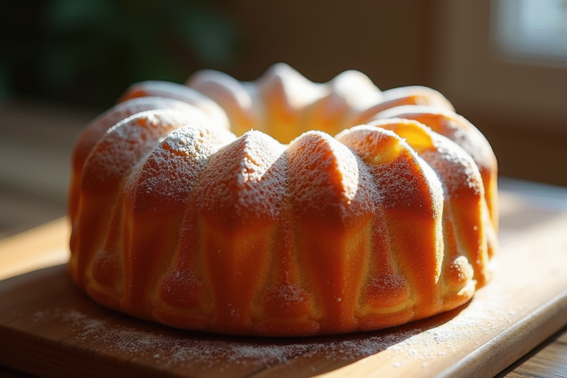 Gâteau basque aux amandes sur une table en bois