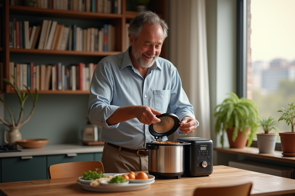 Homme ouvrant le couvercle d